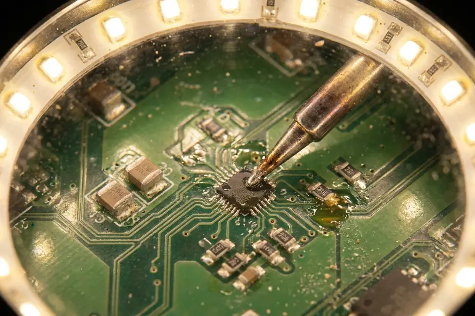 Precision motherboard micro-soldering and chip-level inspection at Laptech Perumbakkam