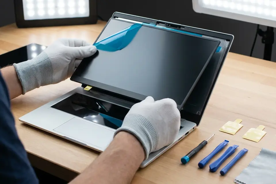 Laptop screen panel replacement and display calibration at Laptech Perumbakkam